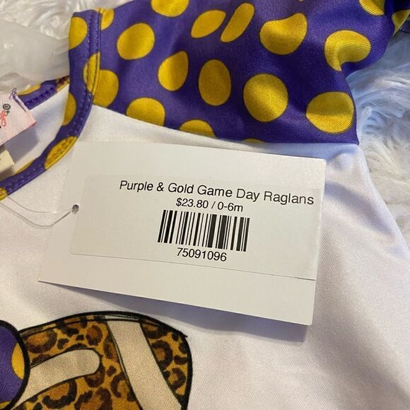 *NWT* Clover Cottage Apparel 0-6M Game Day Ruffle Onesie - Picture 4 of 5